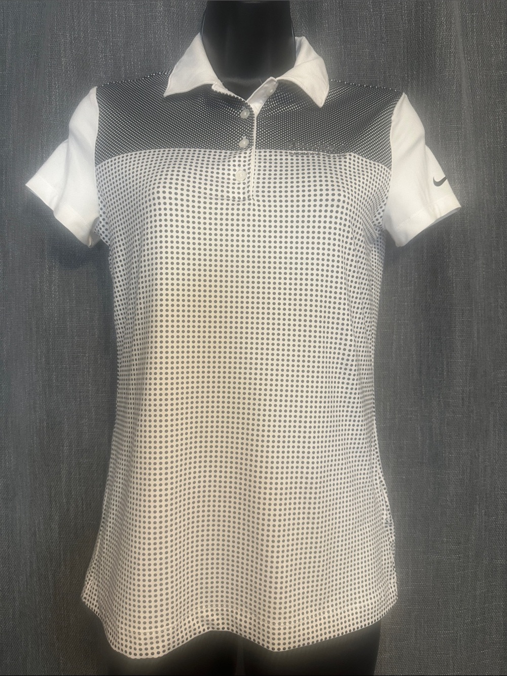 Nike Women’s White and Black Short Sleeve Button-Down Polo